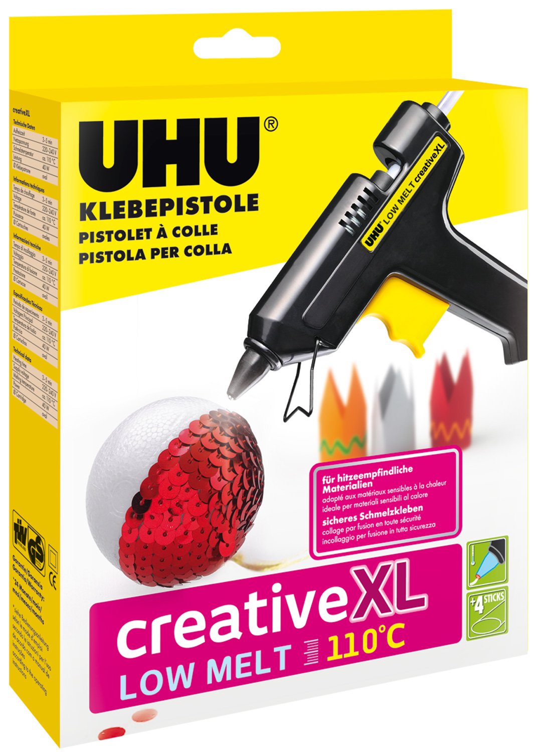 UHU Low-Temperature Glue Gun (110°F) - Safe for Kids Crafts, DIY Projects & School Activities - Perfect for Foam, Fabric & Paper Crafts