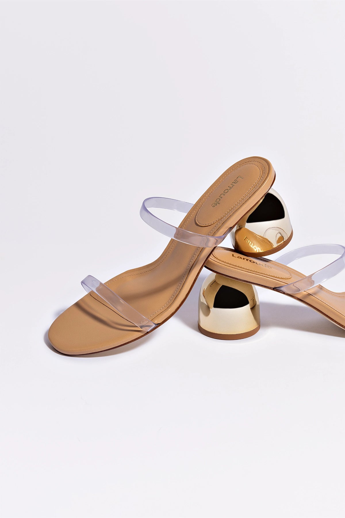 Premium Tan Leather & Vinyl Dew Drop Mule Shoes - Comfortable Women's Slip-On Loafers for Casual Wear, Office & Everyday Outfits