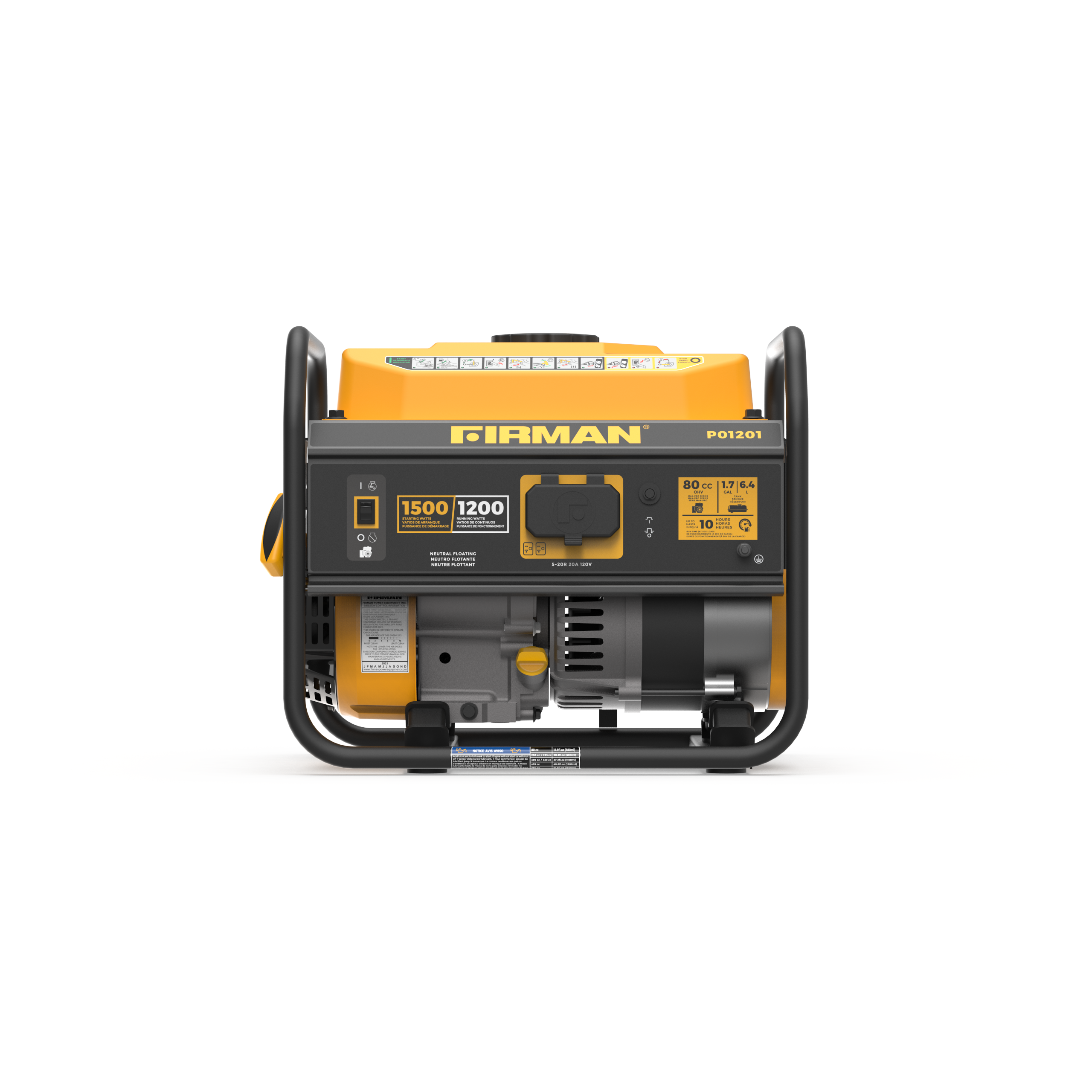 1500W Portable Gas Generator with Recoil Start - Reliable Power for Camping, Emergencies & Outdoor Activities
