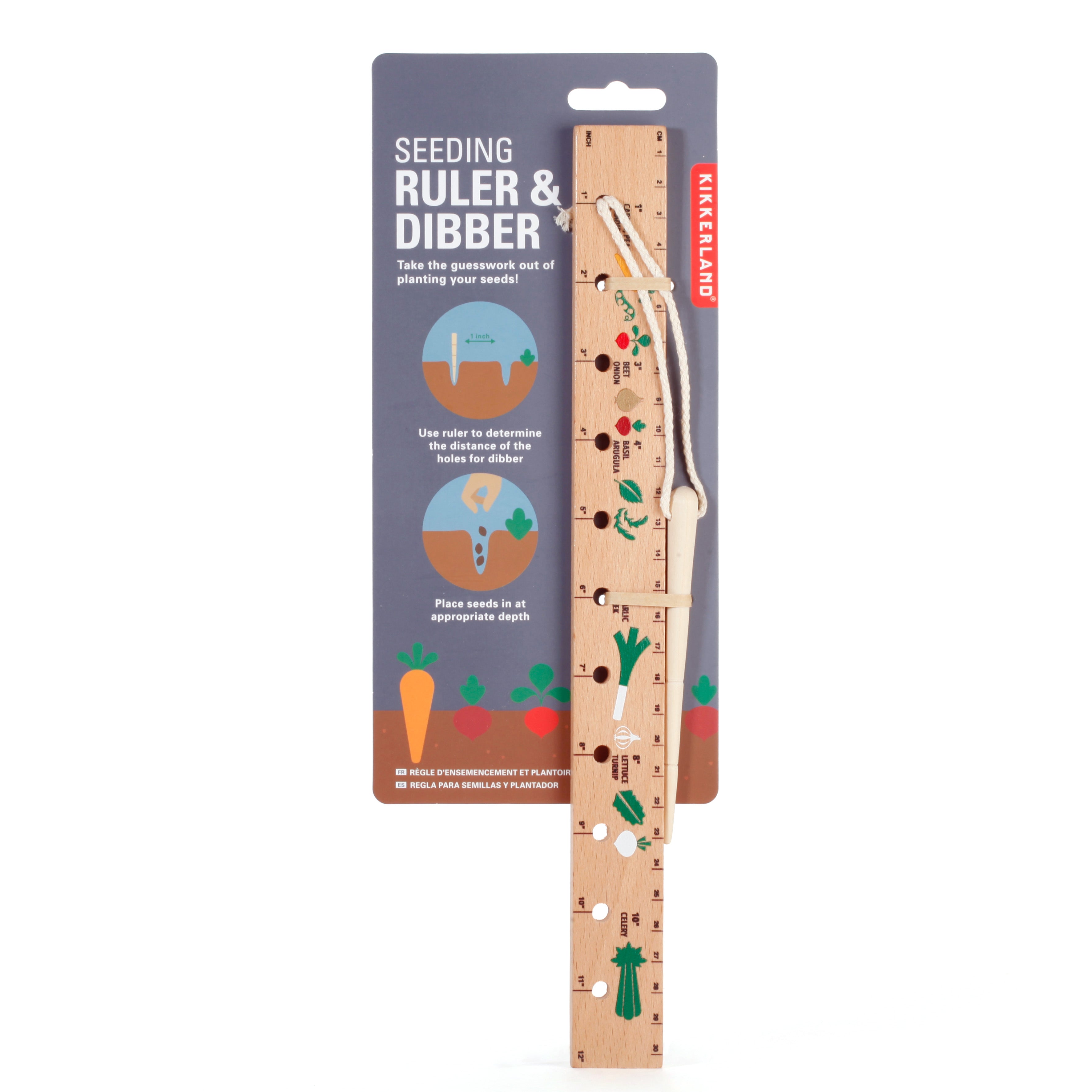 Premium Seeding Ruler & Dibber Tool - 3-in-1 Garden Planting Guide with Depth Measurements - Perfect for Vegetable Gardens, Flower Beds & Indoor Herb Planting