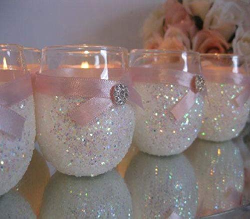 Elegant Wedding Champagne Flutes Set - 2 Crystal Toasting Glasses & 2 Cake Knives (4-Piece) - Perfect for Bridal Showers, Beach Weddings & Anniversary Gifts - White Bridal Party Accessories for Romantic Celebrations