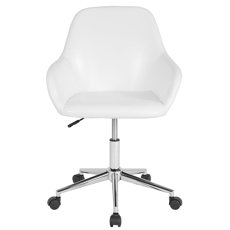 Premium Black Leather FLASH Cortana Mid Back Chair - Ergonomic Home & Office Desk Chair for Comfortable Working, Studying, and Gaming