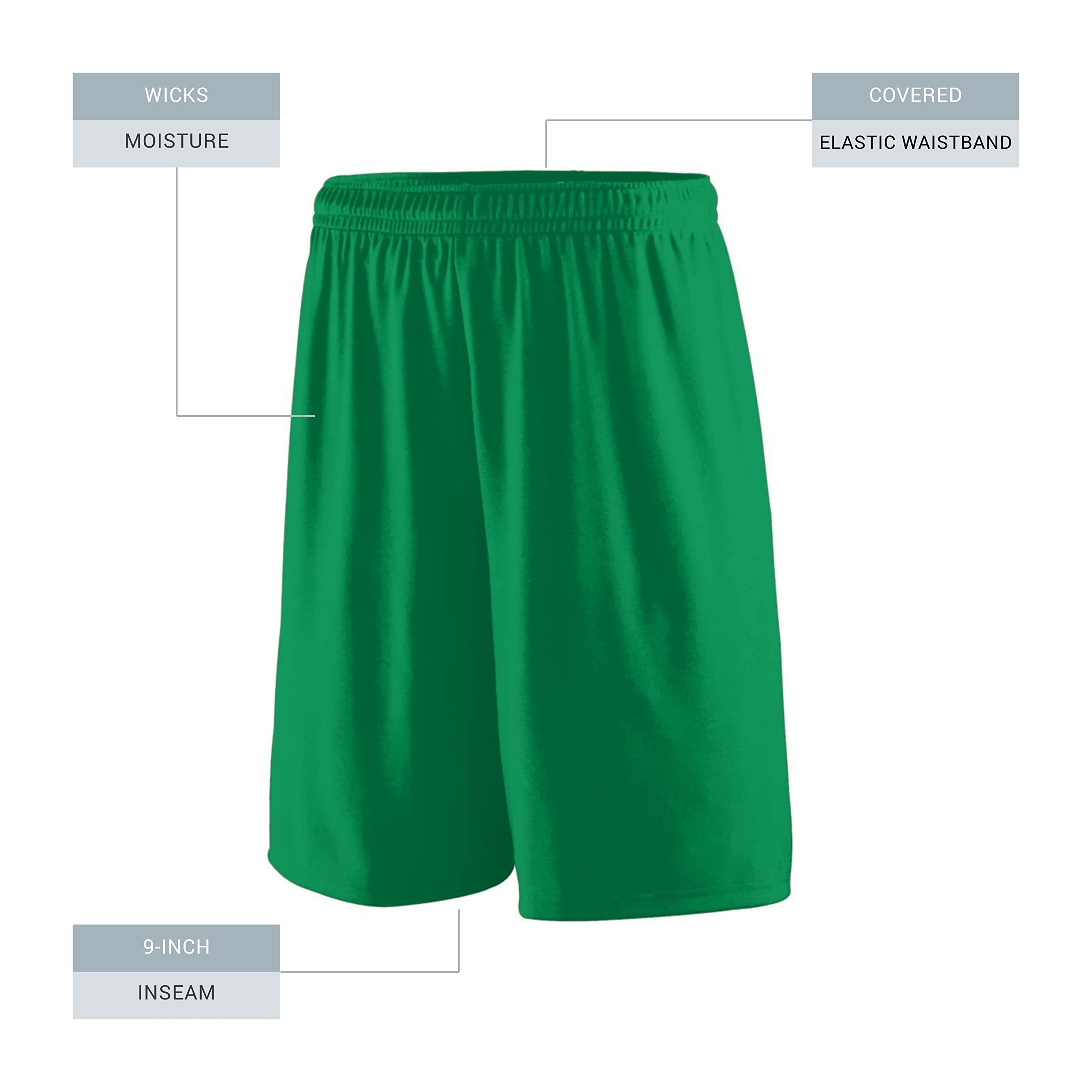 Augusta Sportswear Youth Training Shorts - 9-Inch Inseam Athletic Gym Shorts for Teens | Comfortable Workout Clothes for Basketball, Running & School Sports