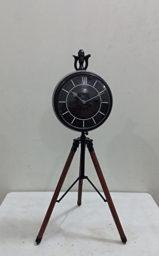 THOR INSTRUMENTS Nautical Maritime Clock - Matte Black Powder Coated Desktop & Table Clock - Vintage Rustic Home Office Decor - Perfect for Beach House, Boat Cabin, and Coastal Themed Rooms