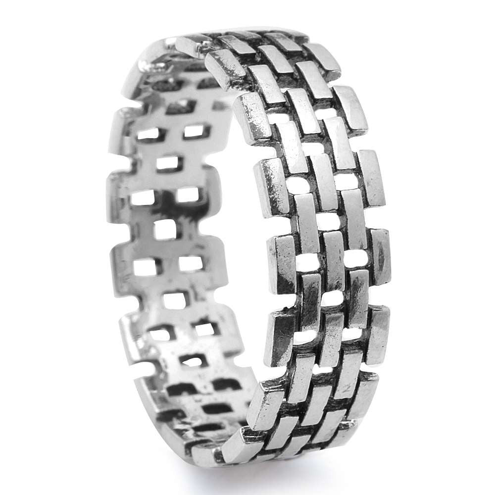 6.5mm Sterling Silver Band Ring - 925 Solid Silver Unisex Wedding, Engagement, Anniversary, Promise Ring for Men & Women - Elegant Mesh Design - Perfect for Couples, Gifts & Special Occasions