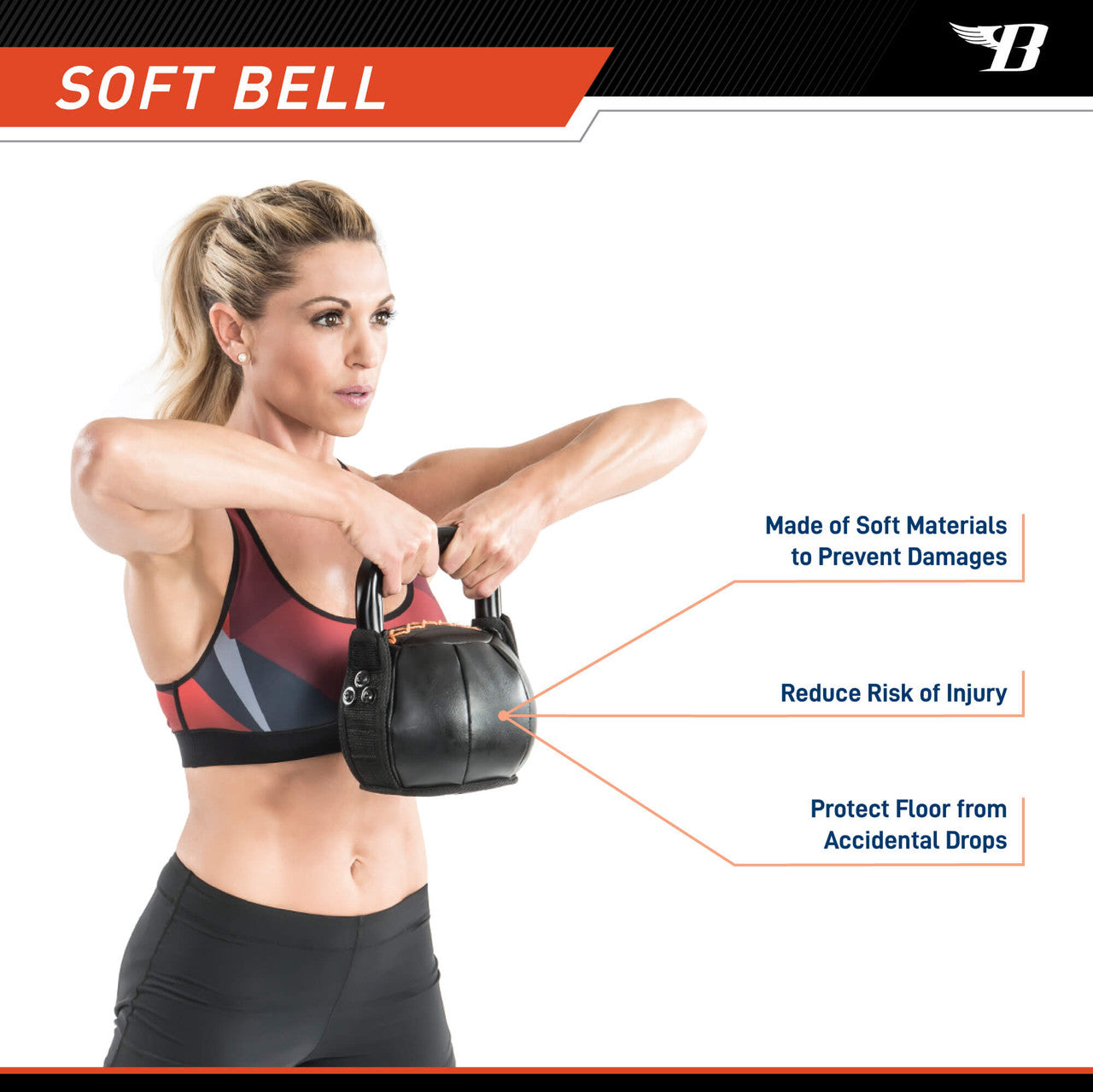 20lb Soft Kettlebell - Bionic Body BBKB 20 for Home Gym, CrossFit & Strength Training | Durable Neoprene Coating | Ideal for Beginners & Professionals | Perfect for Indoor Workouts, HIIT & Functional Training