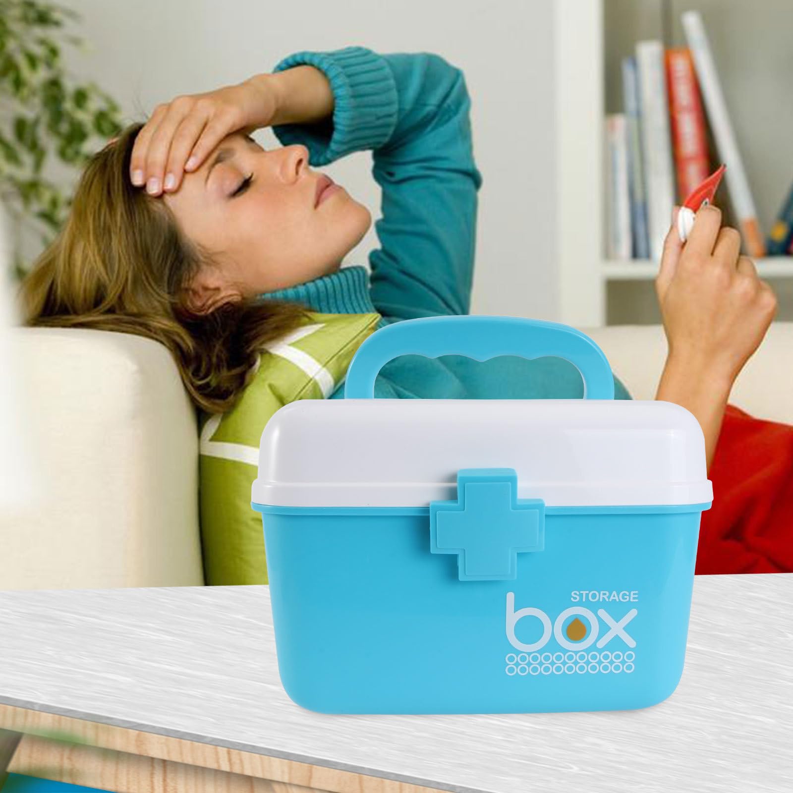 Zerodeko Portable Locking Medicine Storage Box with Handle - Secure Medication Organizer for Travel, Home & Office - Large Lockable Safe Box for Pills & Valuables