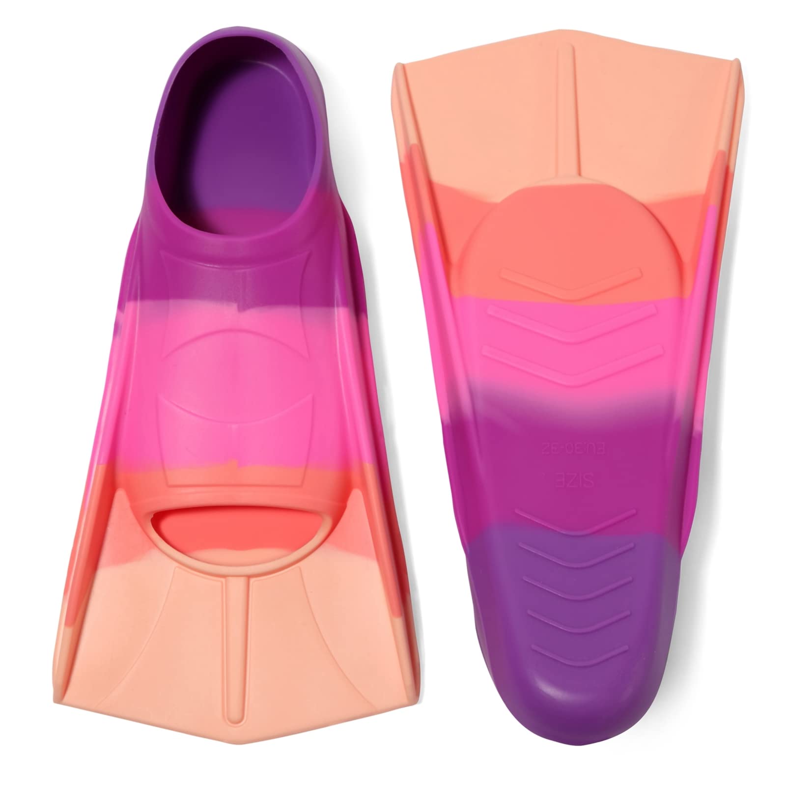 Kids Swim Fins - Lightweight Short Blade Training Flippers with Non-Slip Heel for Youth, Perfect for Pool Training and Swim Lessons