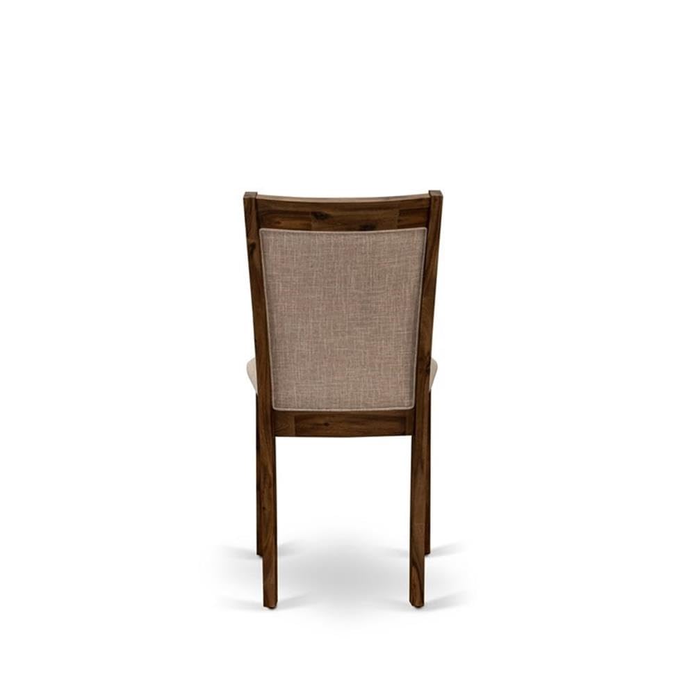 East West Furniture DLMZ3-AWN-04 3-Piece Round Dinette Set with Drop Leaf Table & 2 Light Tan Linen Parsons Chairs, 42x42 Inch, Natural Walnut - Perfect for Small Spaces, Apartments, Breakfast Nooks & Cozy Dining Areas