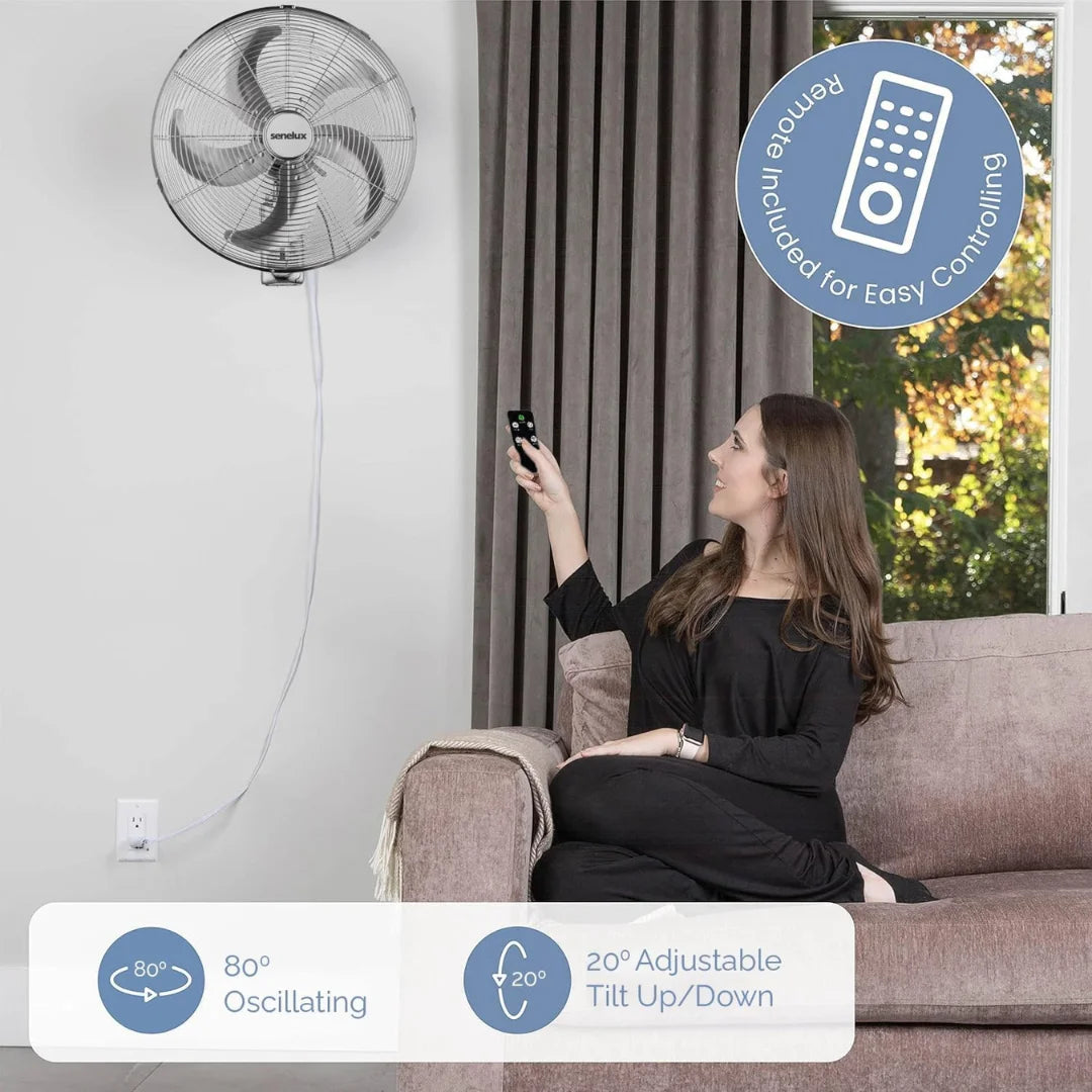 16 Inch Wall Mounted Cooling Fan - Quiet & Energy Efficient for Home, Office, and Bedroom - Perfect for Summer Cooling and Air Circulation