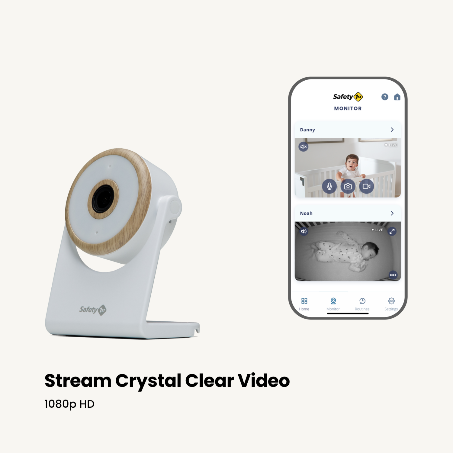 Safety 1st WiFi Baby Monitor with HD Camera & Night Vision - Real-Time Remote Viewing, Two-Way Audio, Motion Detection for Nursery, Bedroom & Travel Use