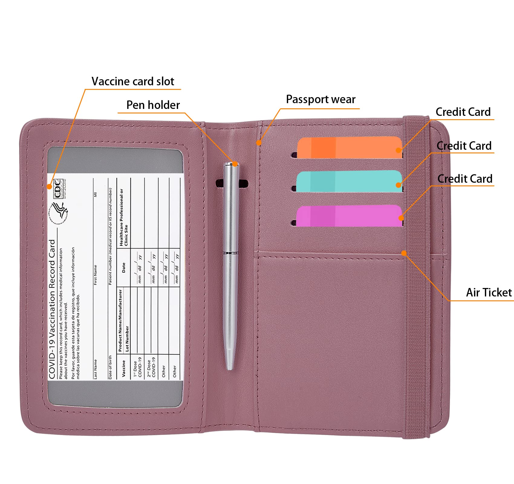 ZOPPEN RFID Blocking Passport Holder Wallet - Travel Document Organizer for Women & Men, Purple | Perfect for Airports, Vacations & Business Trips