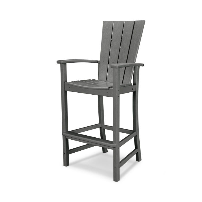 POLYWOOD Quattro Adirondack Bar Chair - Outdoor Patio Furniture, All-Weather Resin Wicker Bar Stool for Deck, Poolside, Garden & Backyard Relaxation