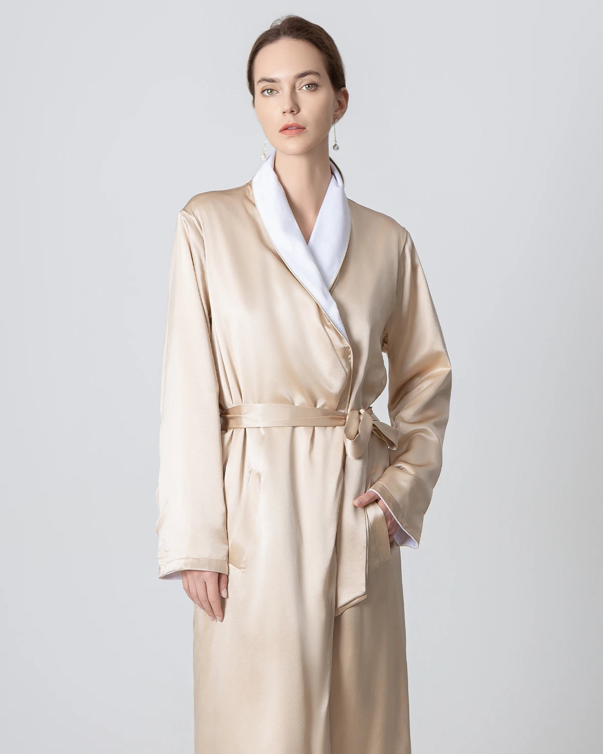 Luxury Silk & Velvet Reversible Winter Robe for Women - Soft Warm Bathrobe with Pockets - Perfect for Spa, Loungewear & Cozy Nights at Home