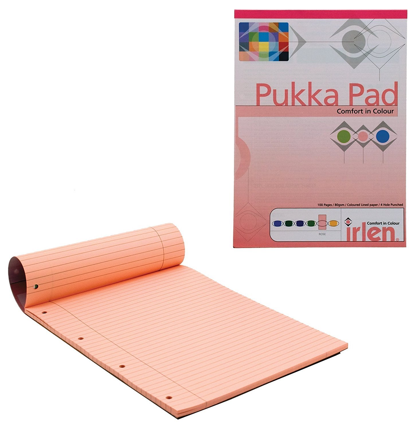 Pukka Pad Irlens Rose Tinted Notebook - A4 Size, 80 Pages, for Reading Comfort & Light Sensitivity - Perfect for Students, Office Work & Note-Taking