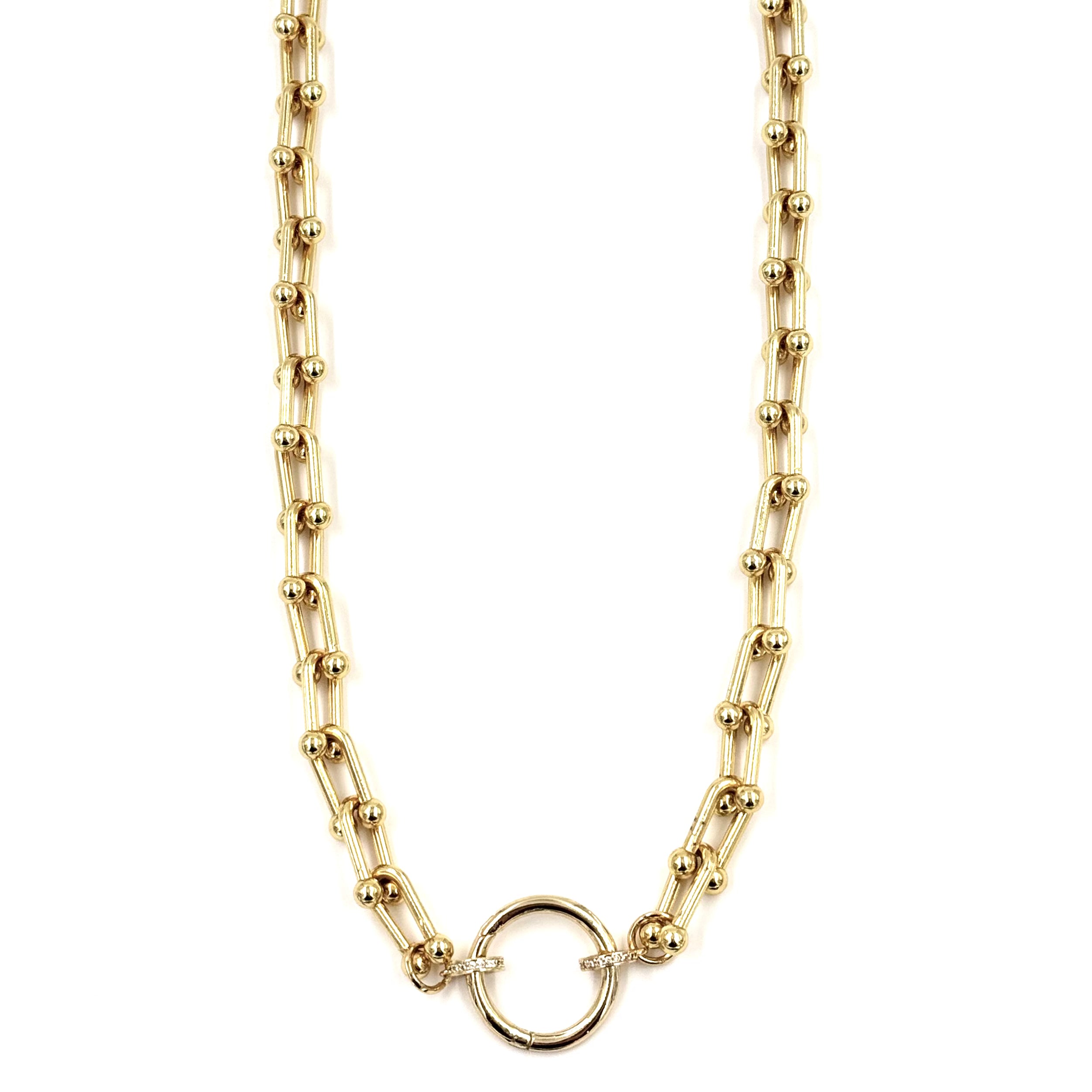 Ashley Gold Stainless Steel Open Circle Bike Chain Link Necklace for Women - Elegant Layered Jewelry for Casual Wear, Date Night & Gift Giving