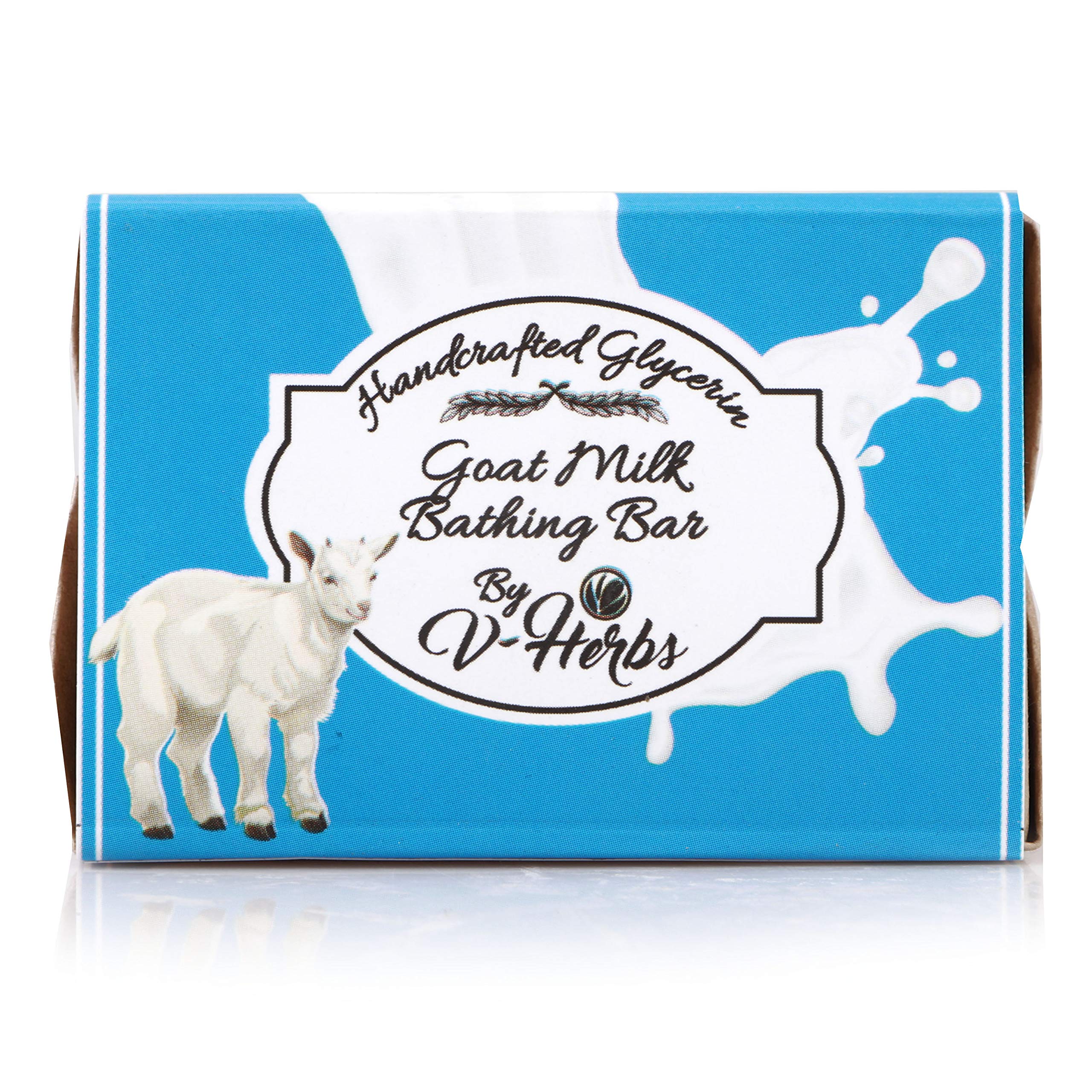 V-Herbs Handcrafted Goat Milk Soap - 100% Natural Organic Bath Bar (4 x 100g) | Moisturizing Skin Care for Dry Sensitive Skin | Perfect for Daily Shower & Gift Sets