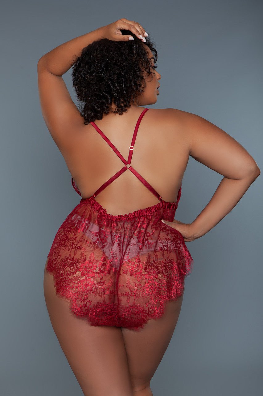 BeWicked Women's Nancy Teddy 2249P Lingerie Set - Sexy Lace Babydoll & G-String Panty for Valentine's Day, Anniversary & Romantic Nights