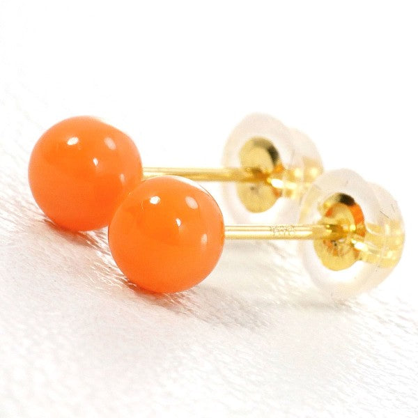 18K Yellow Gold Coral Earrings for Women - Elegant Handmade Dangle Earrings for Party, Wedding & Special Occasions