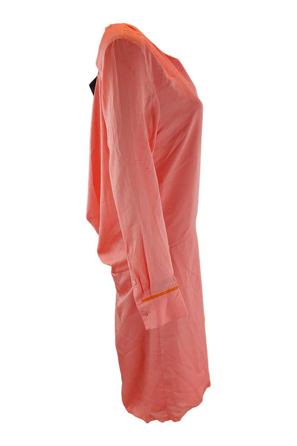 ACNE Pink Adelle Tape Open Back Long Sleeve Chiffon Dress Women's Size 36 - Elegant Evening Party & Wedding Guest Outfit