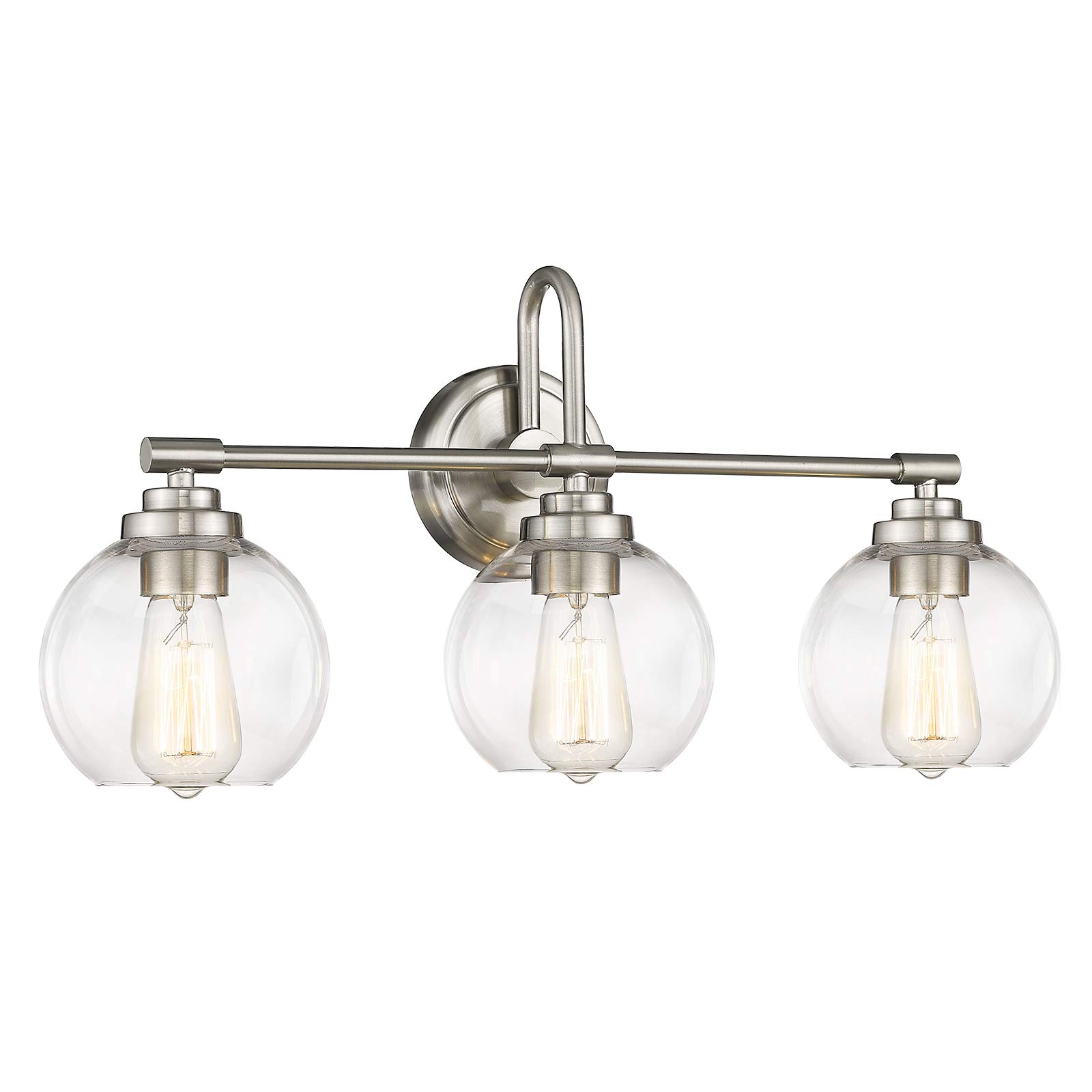 Brushed Nickel Vanity Light - 3-Light Bathroom Fixture with Clear Glass Shade for Modern Bathrooms