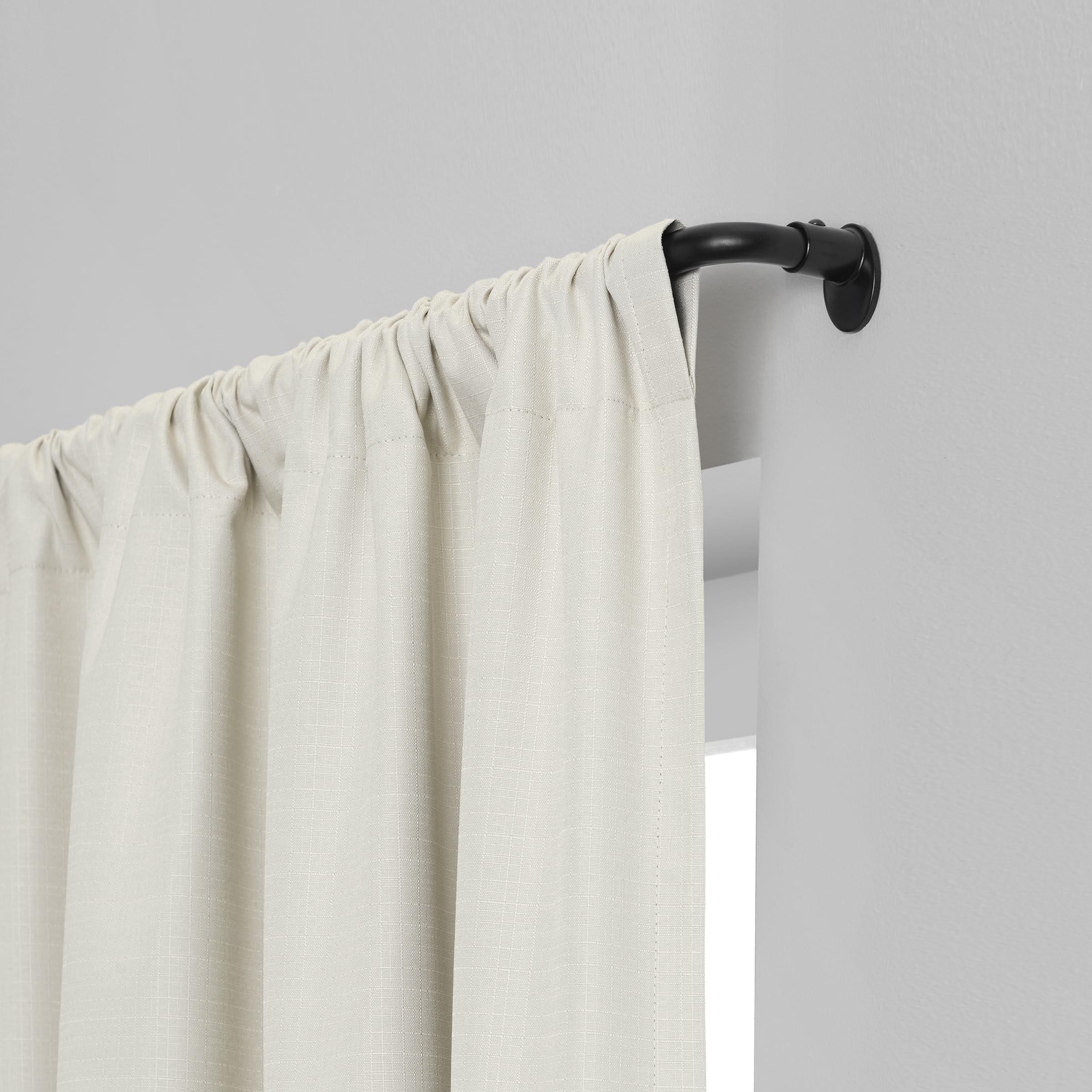 Eclipse Clinton Blackout Curtain Rod - 5/8 Inch Adjustable Wrap Around Window Rod for 28-48 Inch Windows - Matte Black for Bedroom & Living Room Light Blocking