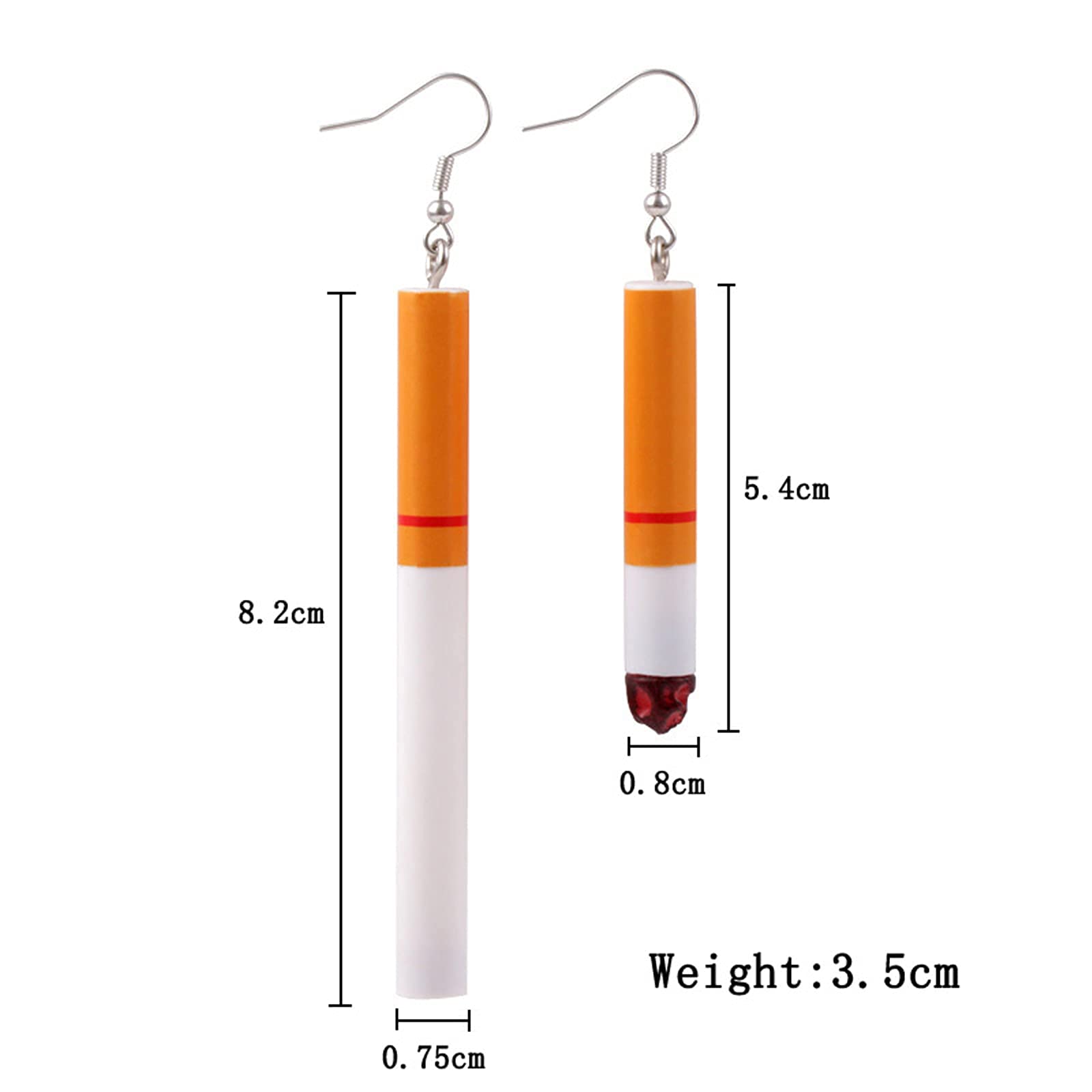 Funny Cigarette Butts Earrings Set - 3 Pairs Punk Drop Dangle Earrings for Women & Men | Unique Unisex Wacky Jewelry Gift | Perfect for Halloween, Cosplay, Parties & Punk Fashion