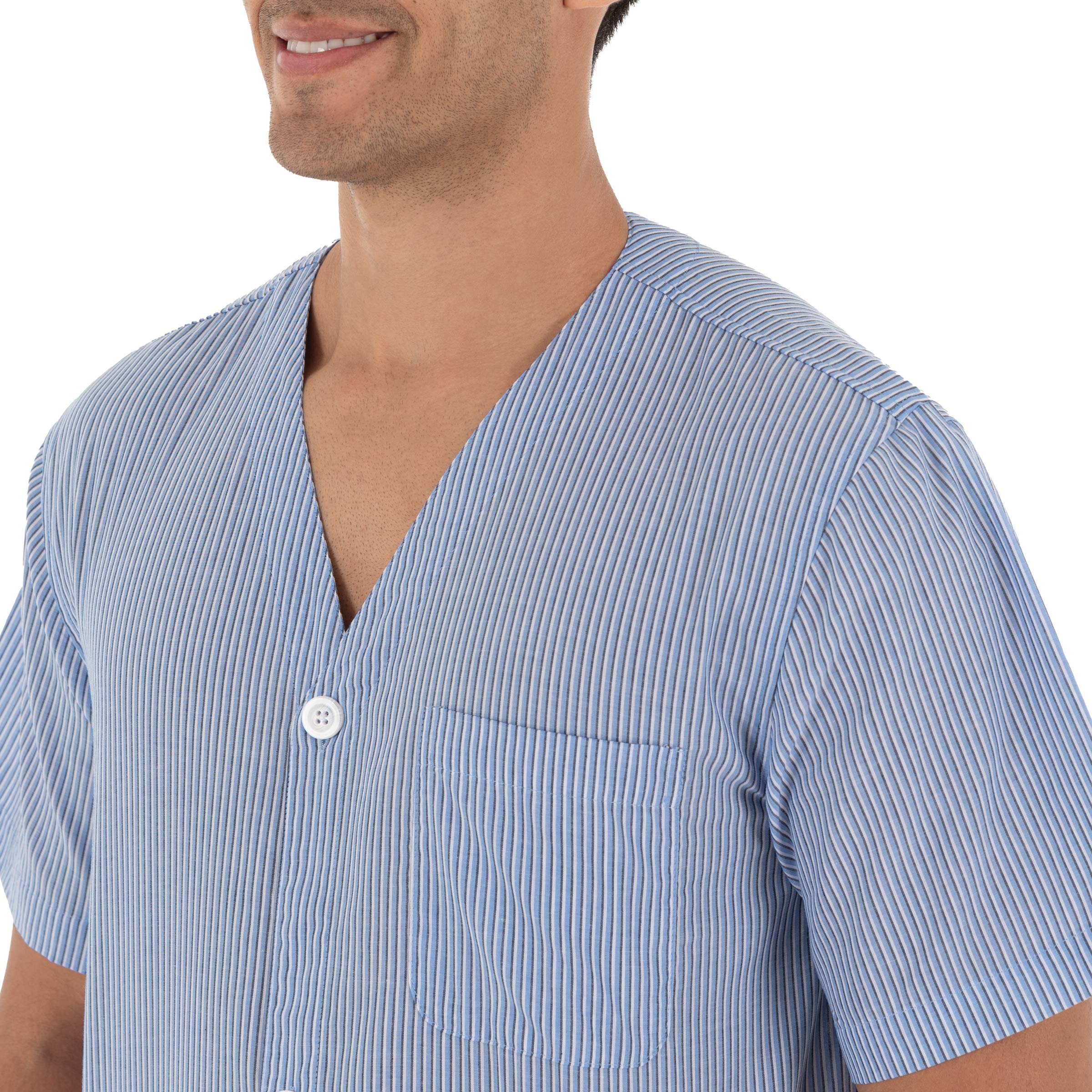 Fruit of the Loom Men's Cotton Broadcloth Short Sleeve Pajama Set - Comfortable Sleepwear for Lounge & Nighttime Relaxation