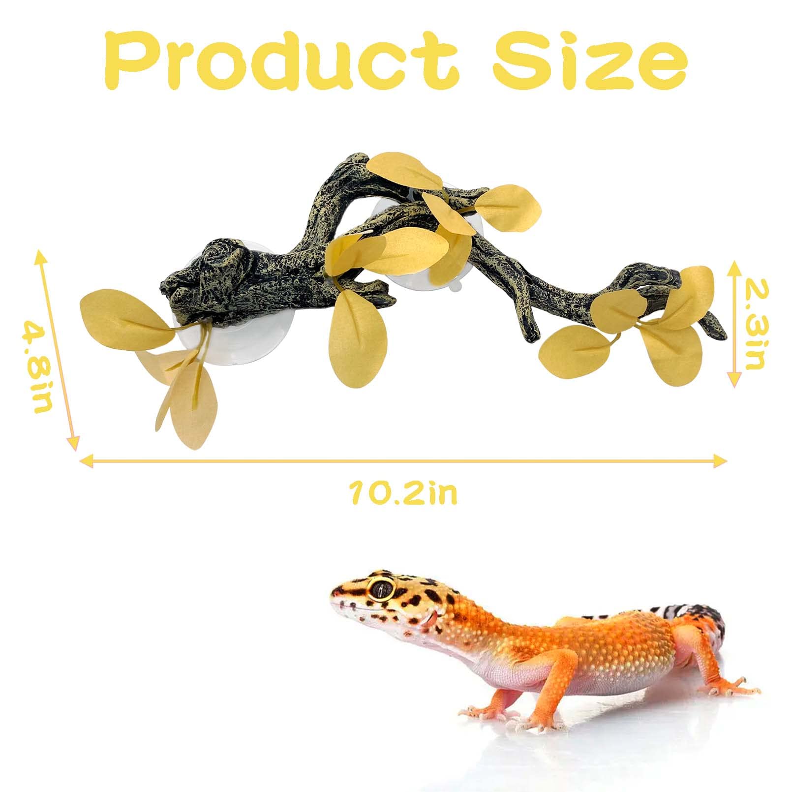 Kathson Reptile Climbing Branch - Natural Wood Terrarium Decor with Suction Cups for Lizards, Bearded Dragons, Geckos, Snakes & Frogs | Perfect for Climbing, Perching & Habitat Enrichment (Yellow)