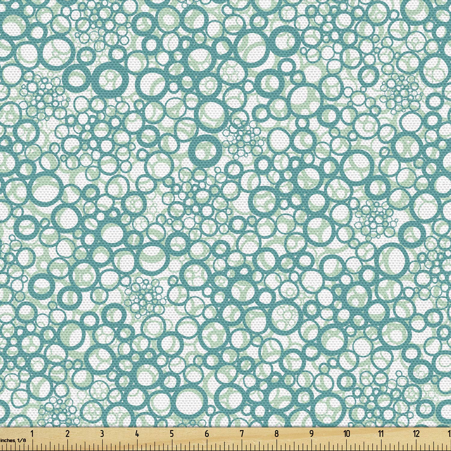 Ambesonne Abstract Fabric by The Yard - Rhythmic Spring Bubbles Pattern on Plain Background, Decorative Upholstery & Home Decor Fabric, 10 Yards, Almond Green Seafoam | Perfect for DIY Projects, Curtains, Pillows & Furniture Covering