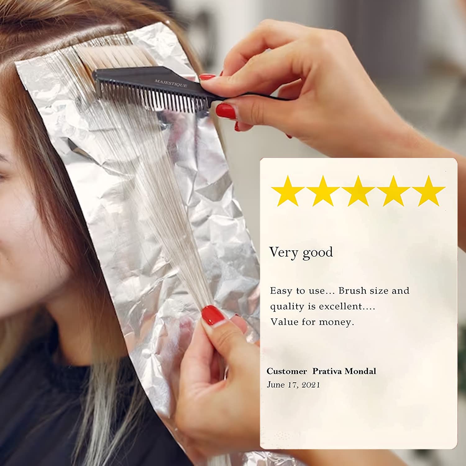 Majestique Professional Hair Coloring Kit - 6 Piece Salon Hair Dye & Bleaching Tools Set with Dye Brush, Tinting Bowl, Cape & Gloves | Perfect for Home Hair Coloring & Salon Styling