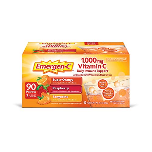 Emergen-C Immune Support Vitamin C Drink Mix - 90 Count Variety Pack | Boost Energy & Immunity | Perfect for Travel, Workouts & Daily Wellness