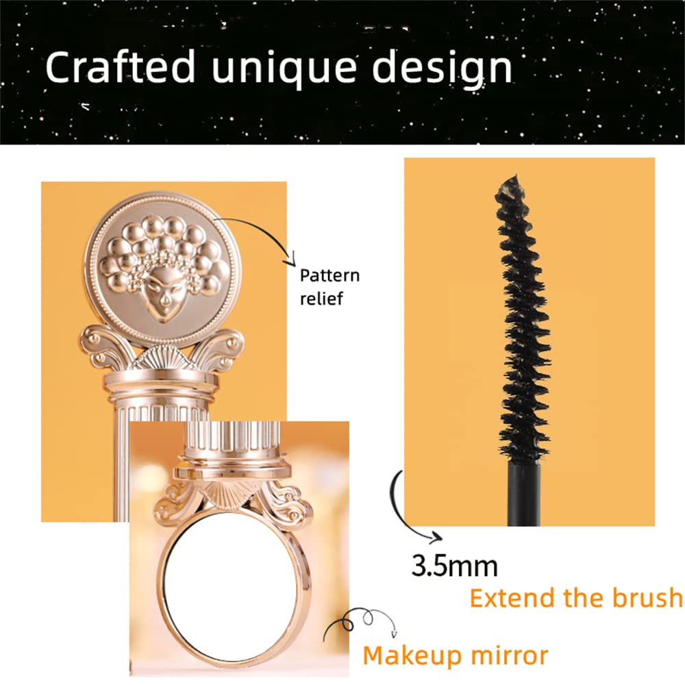 4D Silk Fiber Mascara - Waterproof, Lengthening & Thickening, No Clumping, Natural Look with Embossed Case & Makeup Mirror (1 Piece) - Perfect for Daily Wear, Parties, and Special Occasions