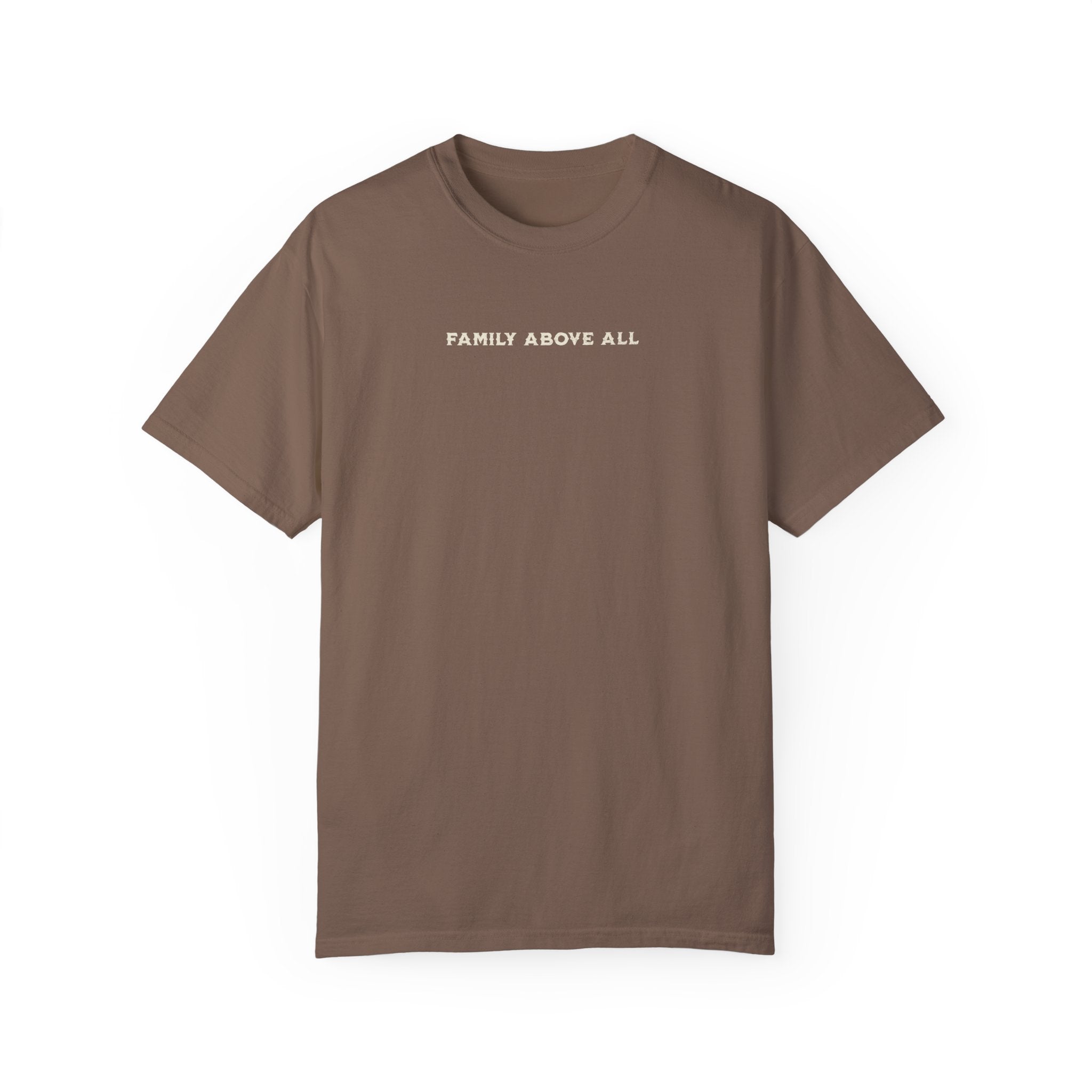 Family Above All T-Shirt - Premium Cotton Graphic Tee for Men & Women - Perfect for Family Reunions, Holidays and Casual Wear