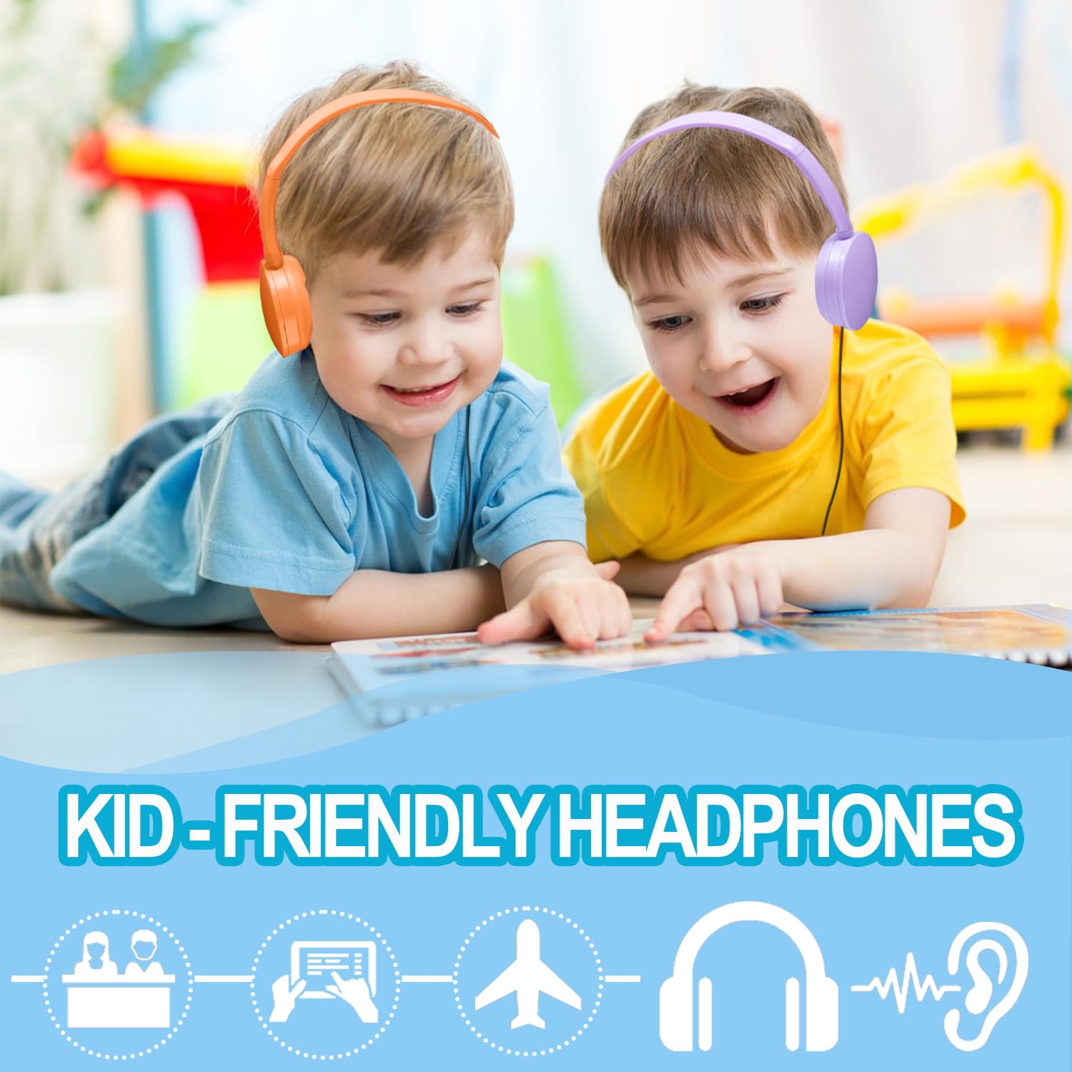 25 Pack Bulk Kids Classroom Headphones - Wired On-Ear Headphones for School Students, Children & Teens (10 Color Mix) - Perfect for Chromebooks, PCs & Computer Labs in Schools and Libraries
