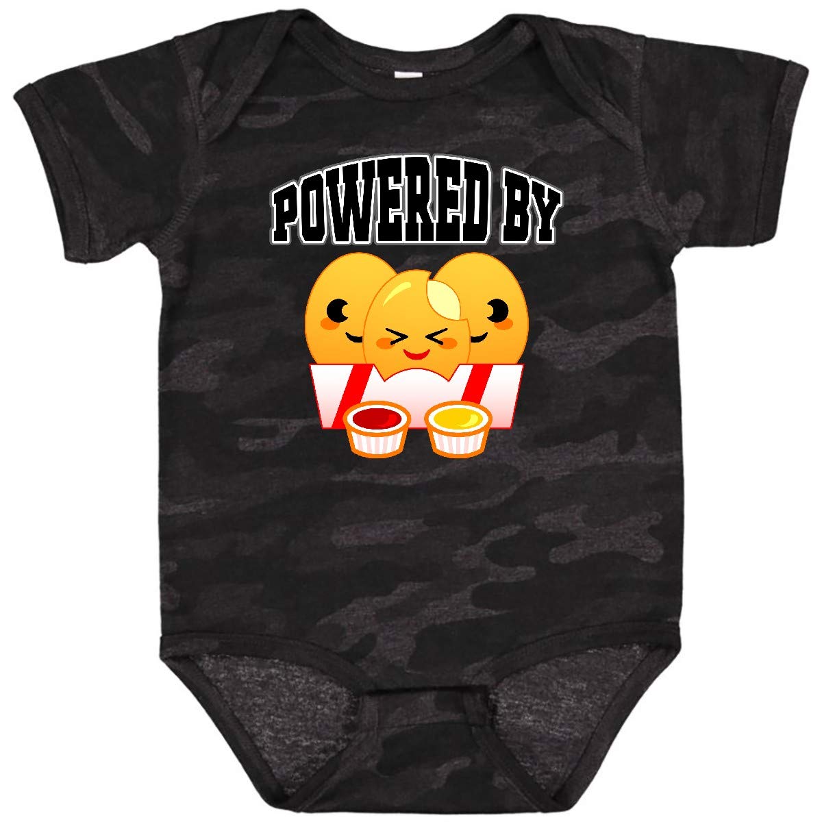Inktastic Powered by Chicken Nuggets Baby Bodysuit - Cute & Comfortable Infant Onesie for Boys & Girls | Perfect for Playtime, Daycare & Family Photos