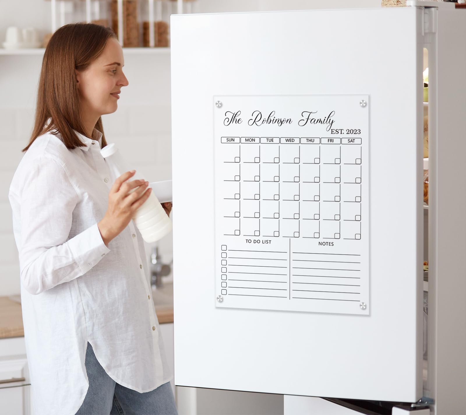 Custom Magnetic Dry Erase Calendar for Refrigerator - Personalized Acrylic Fridge Calendar Board with Multiple Size Options - Perfect for Home, Office & Kitchen Organization