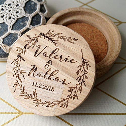 Personalized Engraved Wooden Ring Box - Custom Wedding Ring Holder for Ring Bearer - Rustic & Unique Gift for Bridal Jewelry Storage - Perfect for Weddings, Proposals & Anniversaries