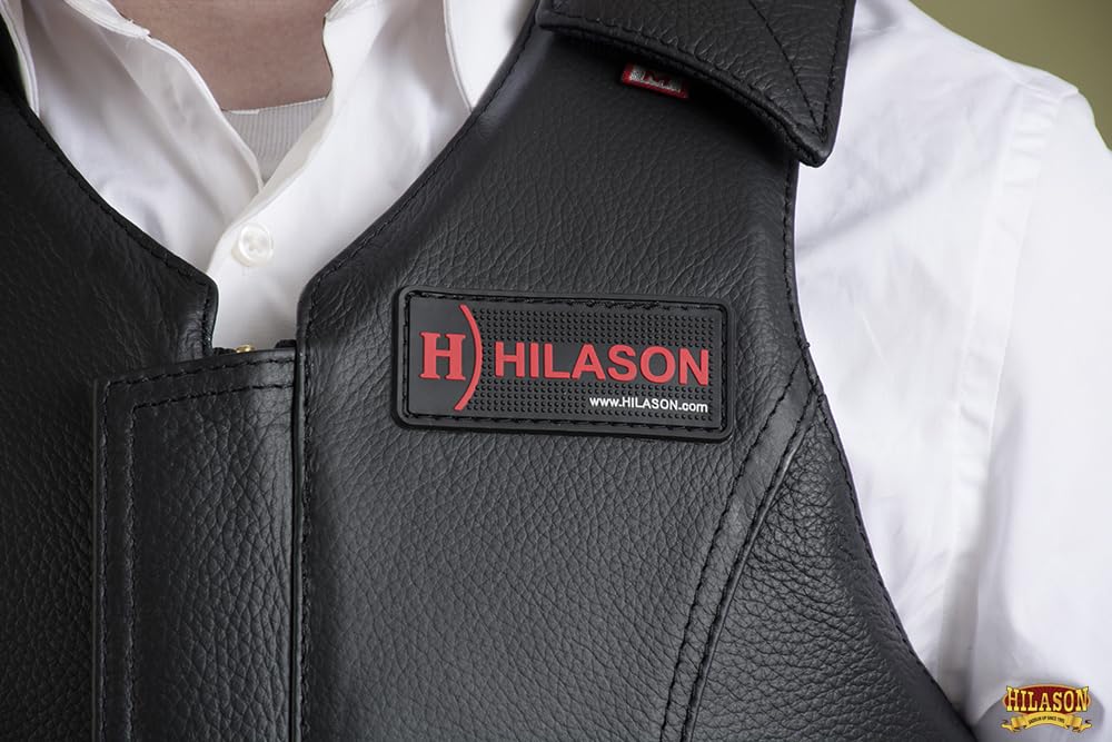 HILASON Black Leather Bull Riding Safety Vest - Unisex Rodeo Protective Gear for Men & Women | Equestrian Sports, Ranch Work & Rodeo Competitions