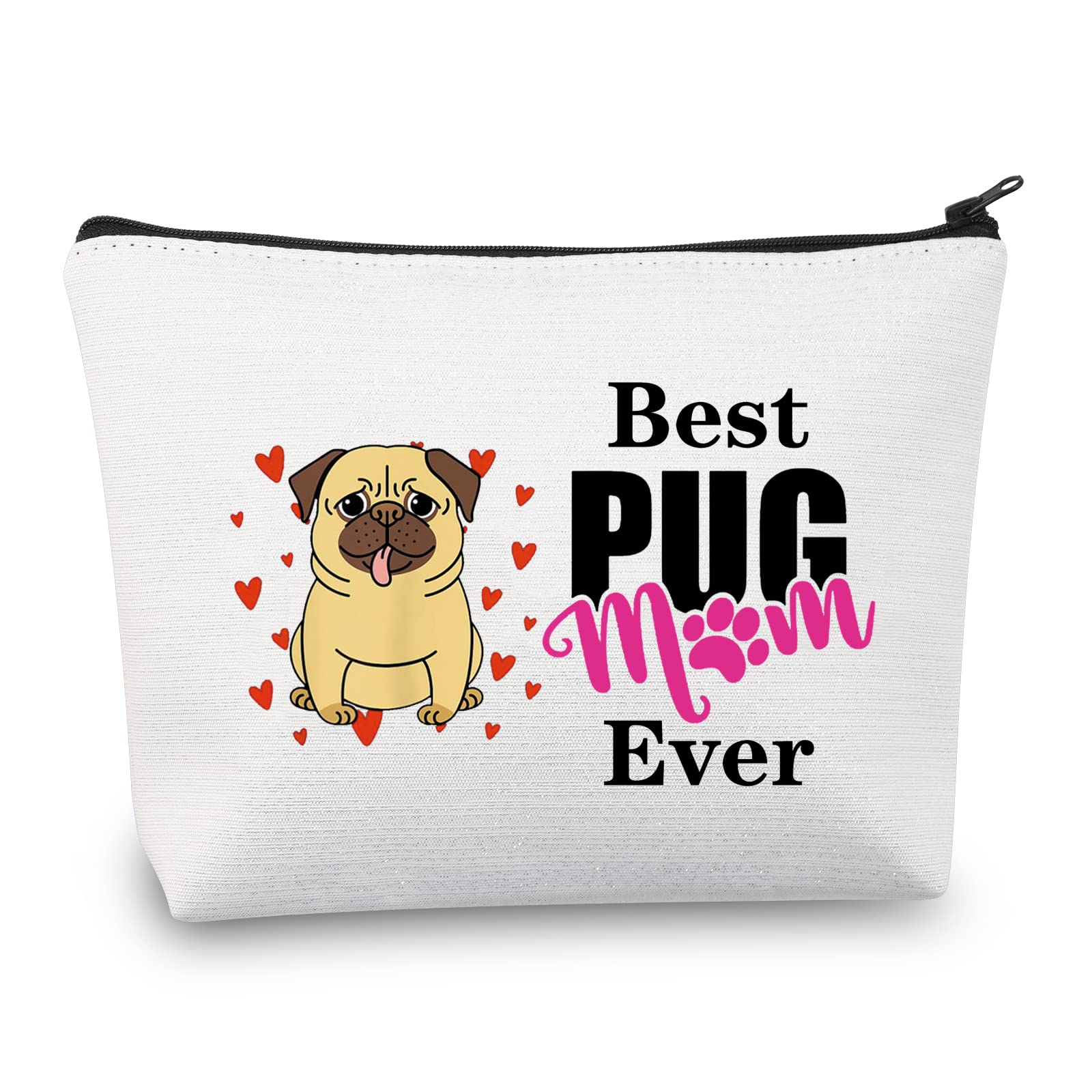 MYOSPARK Pug Dog Cosmetic Bag - Cute Pug Mom Makeup Travel Toiletry Organizer Pouch for Women | Perfect Gift for Pug Lovers & Owners | Great for Travel, Gym, and Daily Beauty Storage