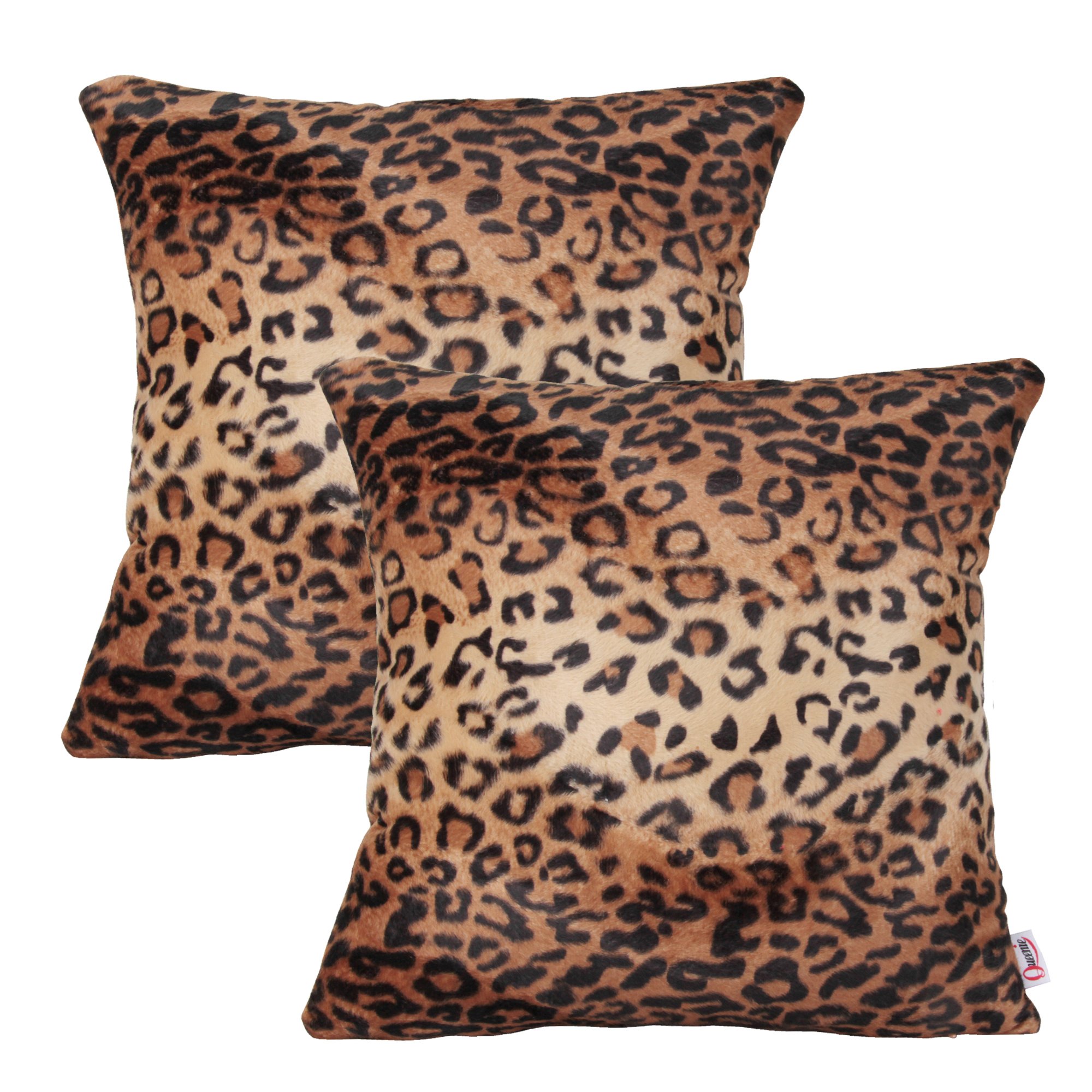 Queenie® 2-Pack Faux Fur Throw Pillow Covers - Soft Decorative Cushion Cases for Sofa, Bed & Chair (26x26 inches/65x65cm, Leopard Print) - 5 Colors & 6 Sizes - Perfect for Living Room, Bedroom & Home Decor