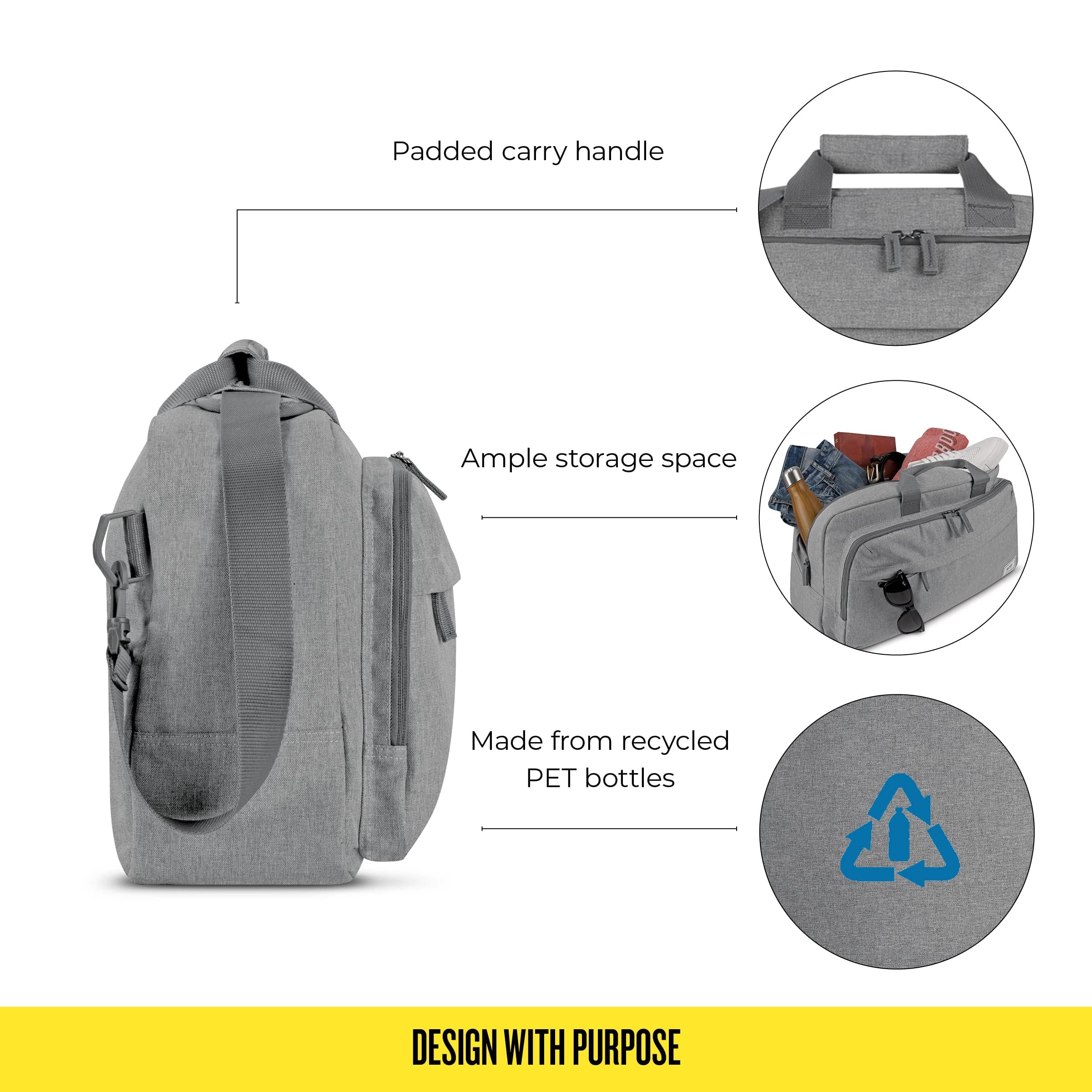 Solo New York Re:move Recycled Duffel Bag - Eco-Friendly Travel & Gym Bag, Grey, One Size - Perfect for Workouts, Travel & Daily Commute