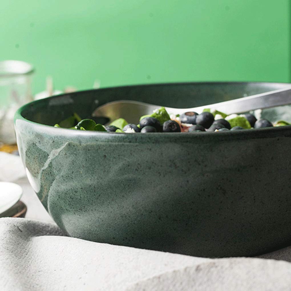 Creative Thick Ceramic Salad Bowl - Retro Style Large Fruit & Noodle Soup Bowl - Durable Household Tableware for Kitchen, Dining & Entertaining