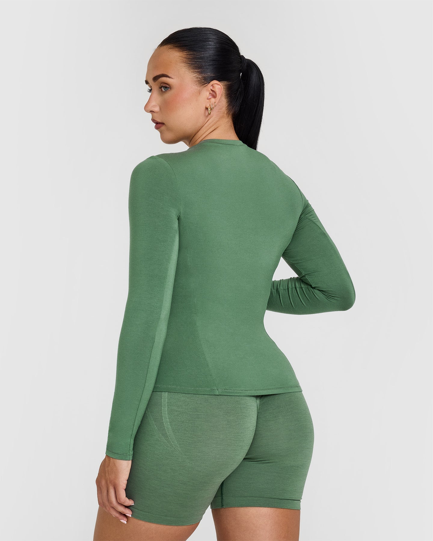 Mellow™ Soft Long Sleeve Women's T-Shirt - Comfortable Stretch Cotton Top in Forest Green for Casual Wear & Layering