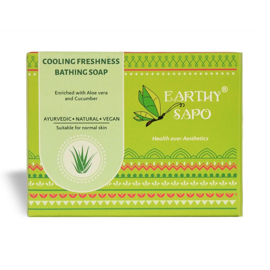 Earthy Sapo Handmade Aloe Vera & Cucumber Cooling Soap - 100g Natural Freshness Bath Bar for Sensitive Skin & Summer Hydration
