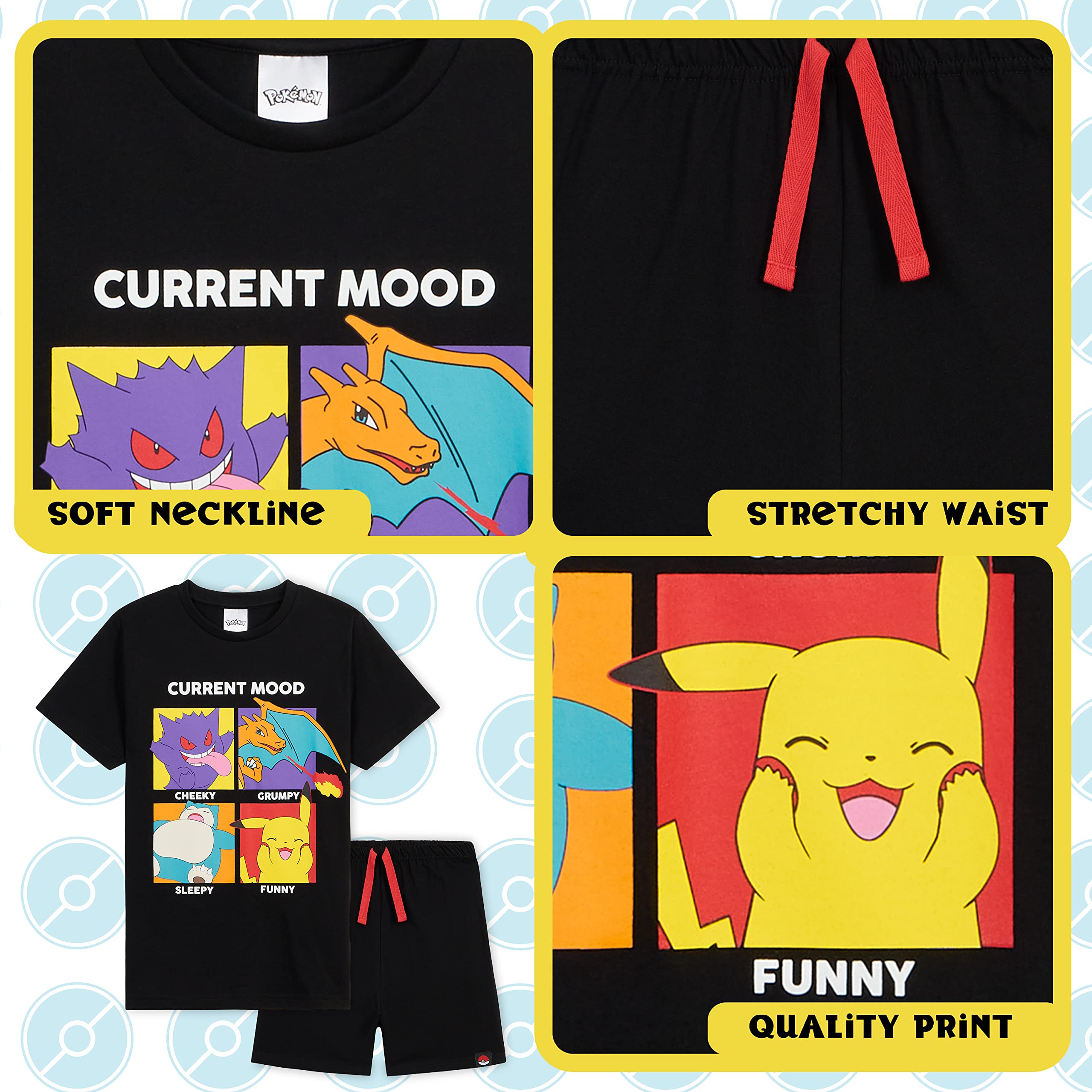 Pokemon Boys Pajamas Set - Summer T-Shirt & Shorts for Kids & Teens - Perfect Gift for Boys & Sleepovers