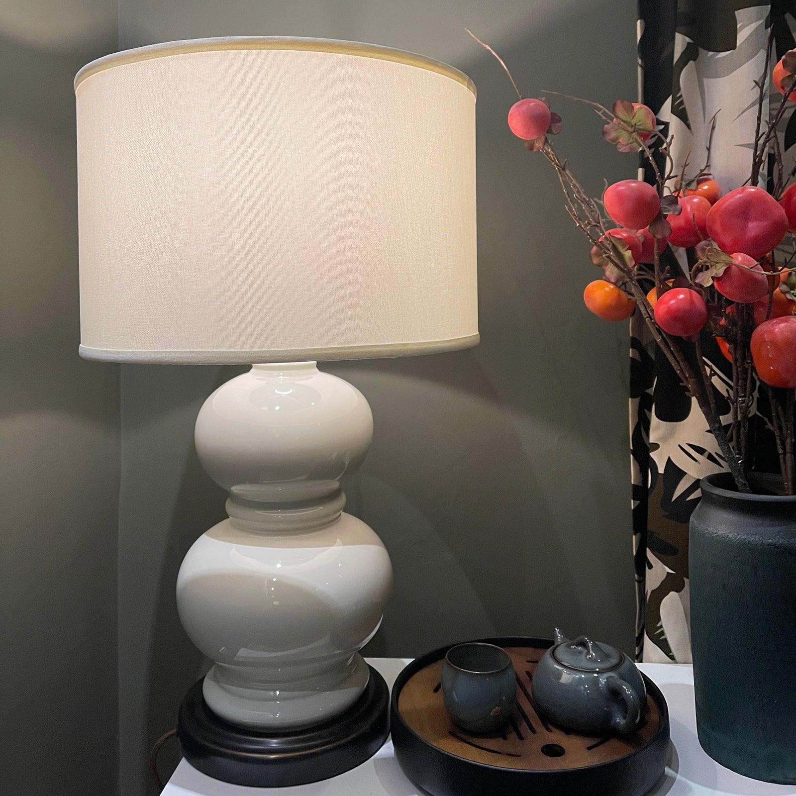 Handmade Ceramic Gourd Table Lamp - Modern Boho Home Decor for Living Room, Bedroom & Office - Warm Ambient Lighting for Cozy Spaces