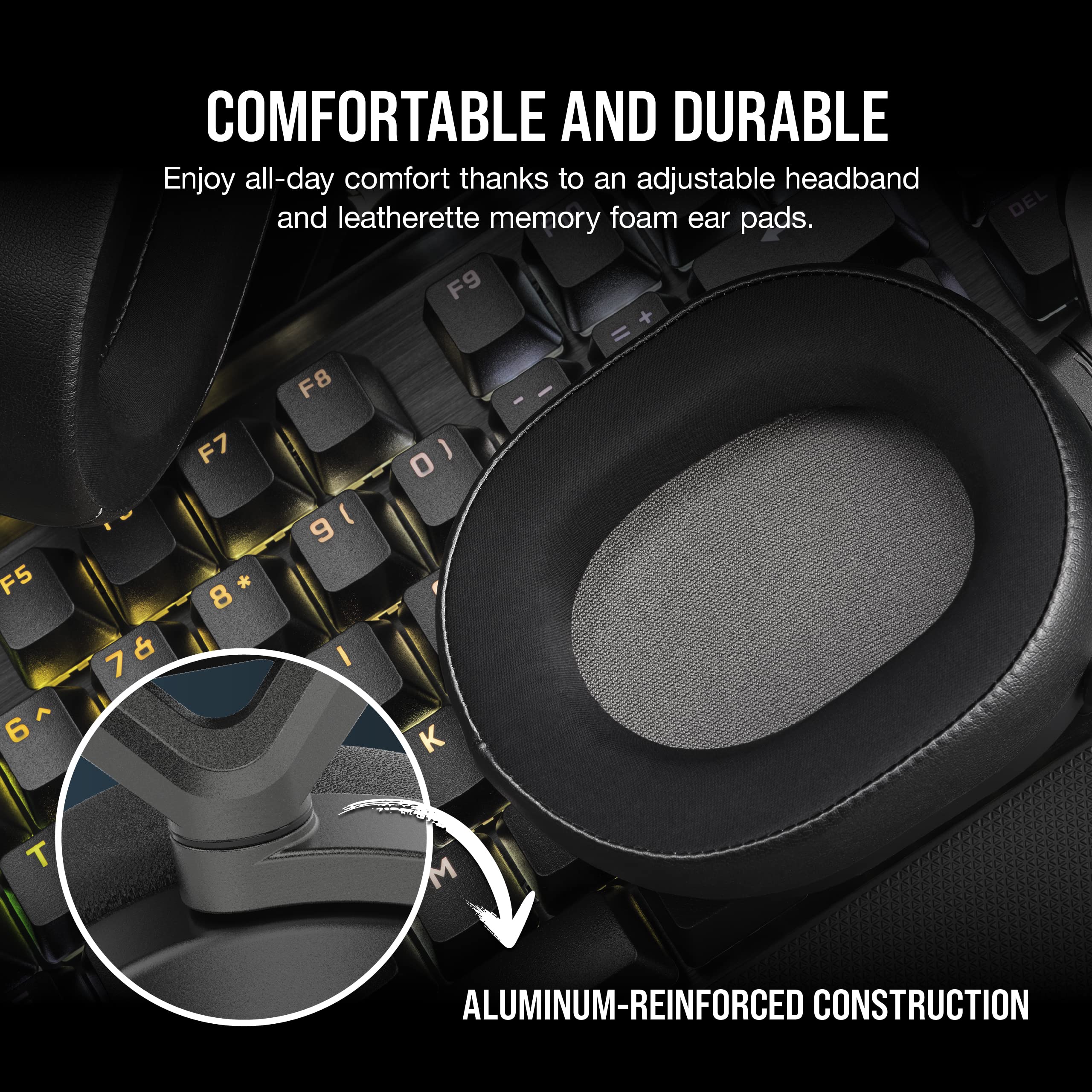 Corsair HS65 Wireless Gaming Headset with Bluetooth - Dolby Audio 7.1 Surround Sound - Omni-Directional Mic - iCUE Compatible - Multiplatform for PC, Mac, PS5, PS4, Mobile - Carbon Black | Perfect for Competitive Gaming, Streaming & Work Calls