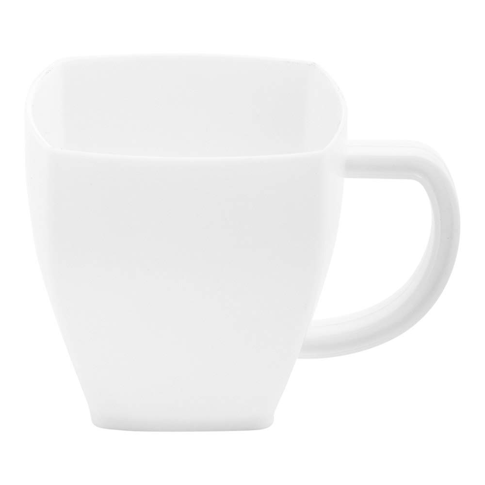 5oz Disposable Square Espresso Cups - 100-Pack White Plastic Coffee Cups with Handles | PS Material for Catering, Events, Weddings, Cafes & Dessert Serving - Perfect for Espresso, Latte, Cappuccino & Party Beverages
