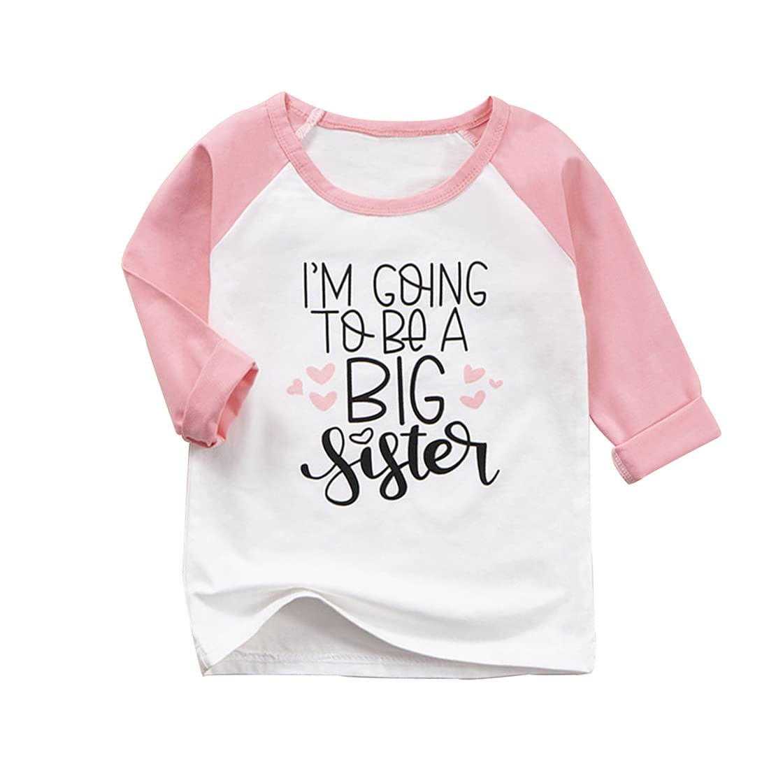 Big Brother Big Sister Announcement T-Shirt - Cute Baby Boy Girl Raglan Long Sleeve Tee - Perfect Sibling Reveal Gift for Pregnancy Announcement & Gender Reveal Party